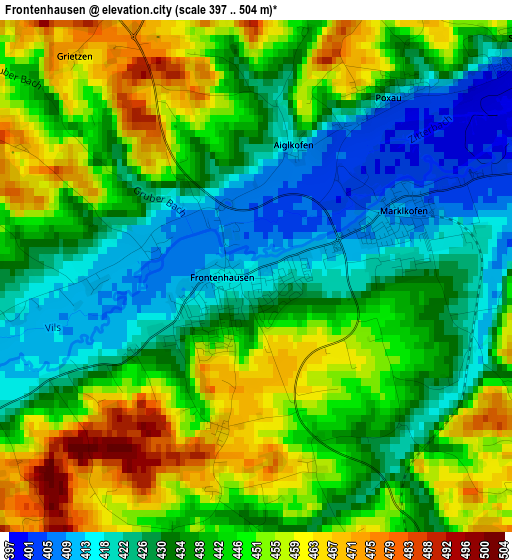 Frontenhausen elevation map