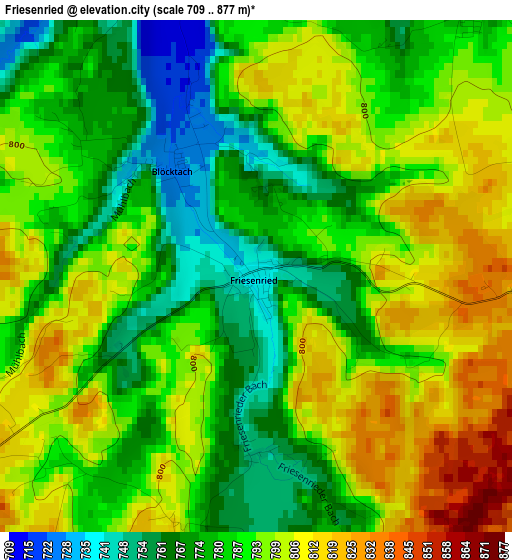 Friesenried elevation map