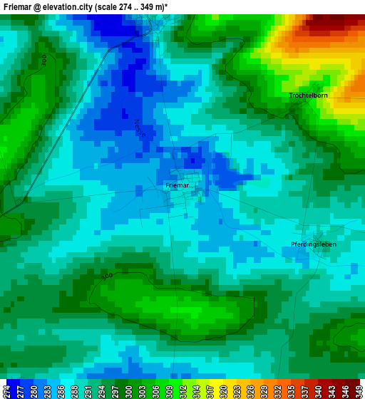 Friemar elevation map