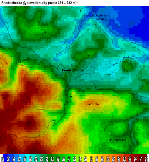 Friedrichroda elevation map