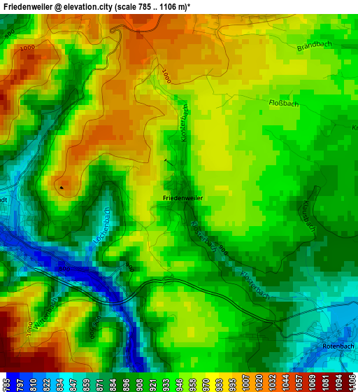 Friedenweiler elevation map