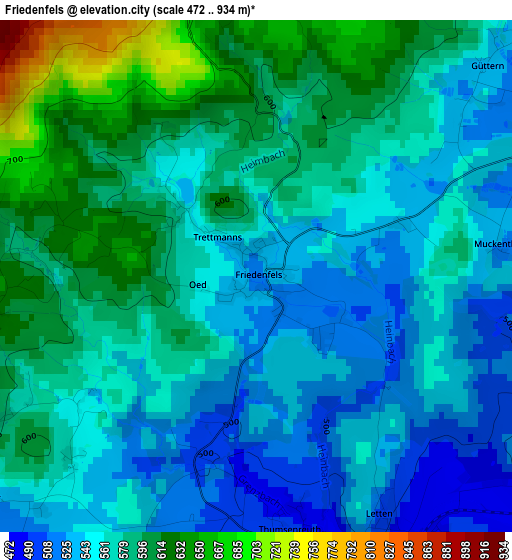 Friedenfels elevation map