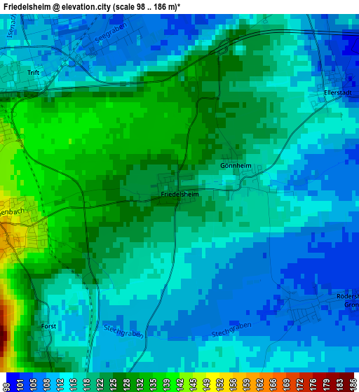 Friedelsheim elevation map