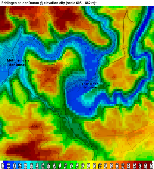 Fridingen an der Donau elevation map