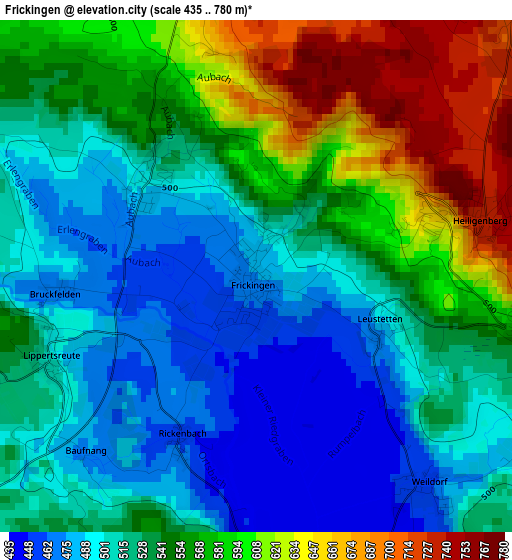 Frickingen elevation map