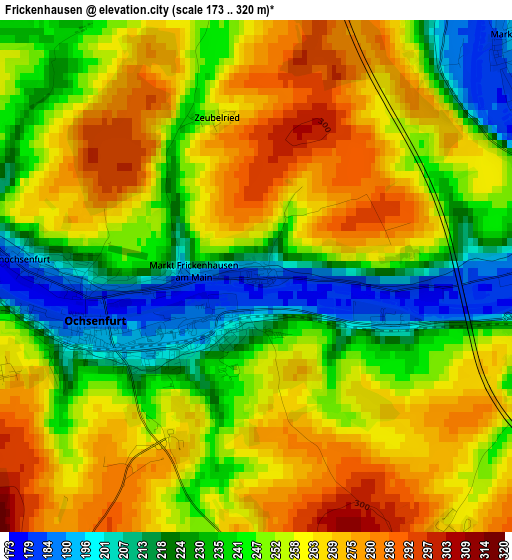 Frickenhausen elevation map