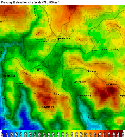 Freyung elevation map