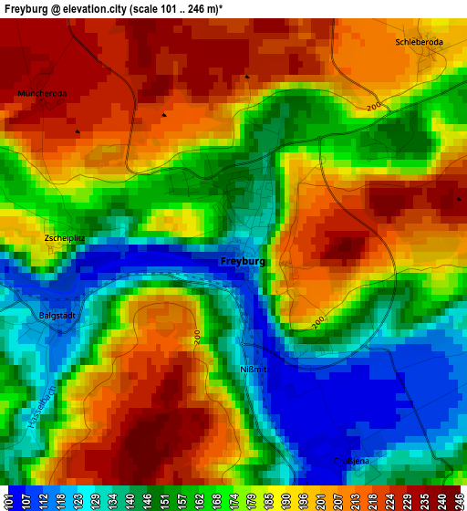 Freyburg elevation map