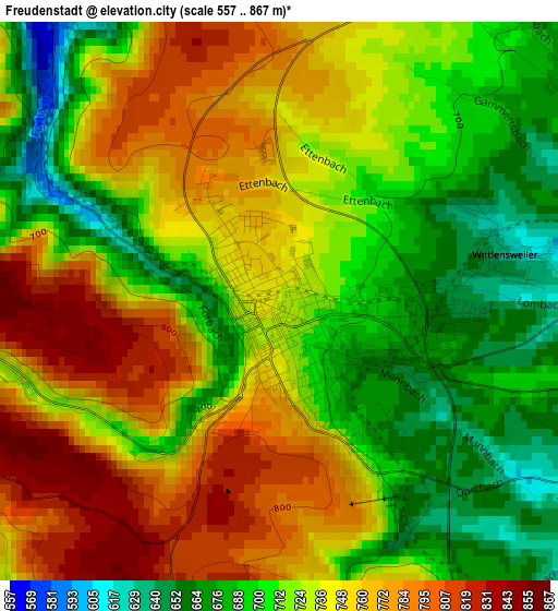 Freudenstadt elevation map