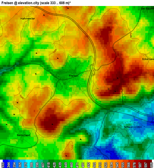 Freisen elevation map