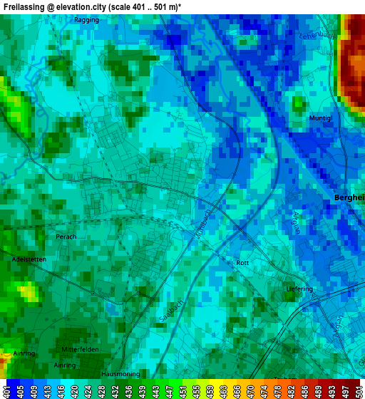 Freilassing elevation map