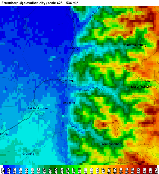 Fraunberg elevation map