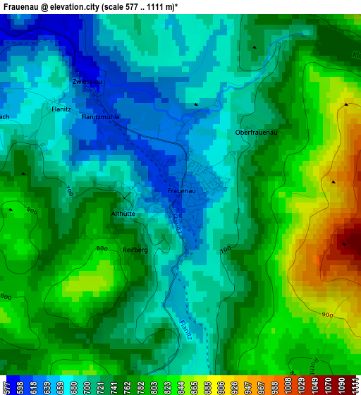 Frauenau elevation map