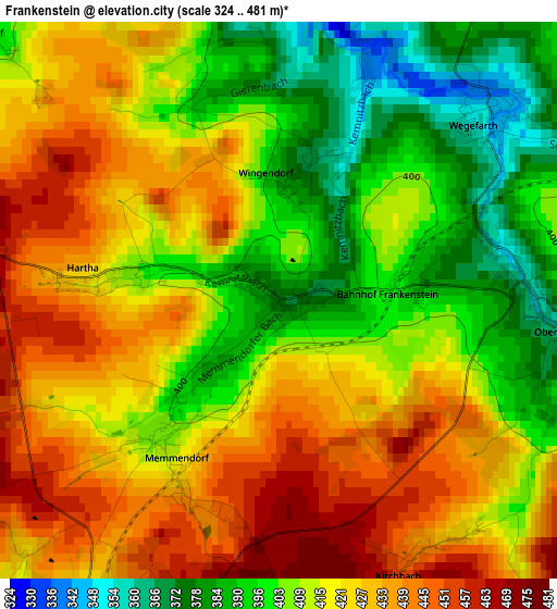 Frankenstein elevation map