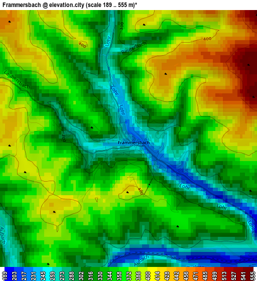 Frammersbach elevation map