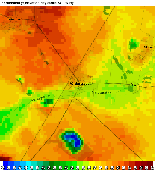 Förderstedt elevation map