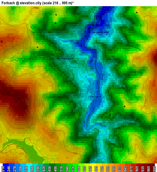 Forbach elevation map