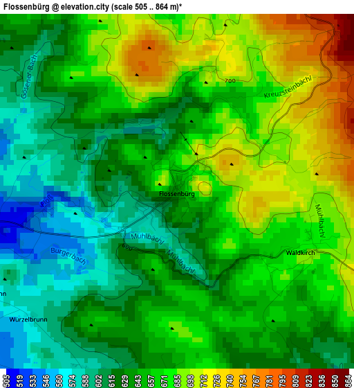 Flossenbürg elevation map