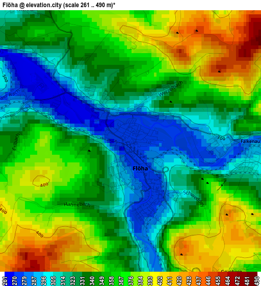 Flöha elevation map