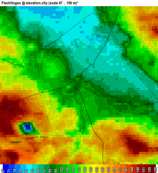 Flechtingen elevation map