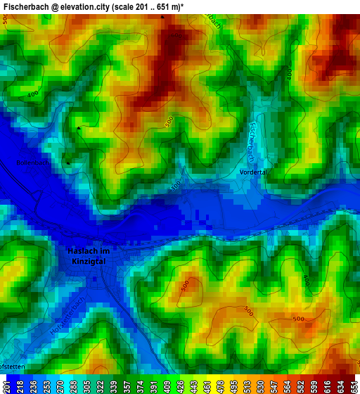 Fischerbach elevation map