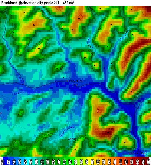 Fischbach elevation map