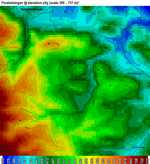 Finsterbergen elevation map