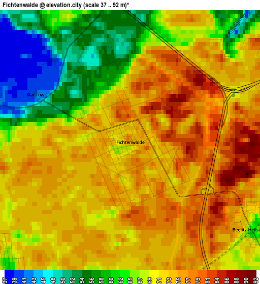 Fichtenwalde elevation map