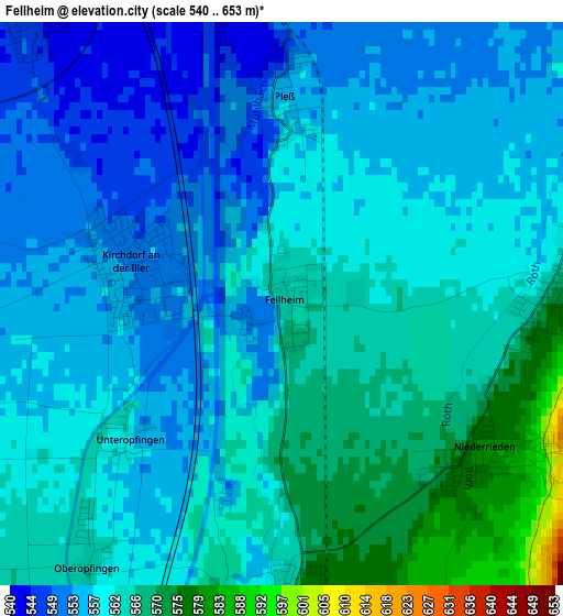 Fellheim elevation map