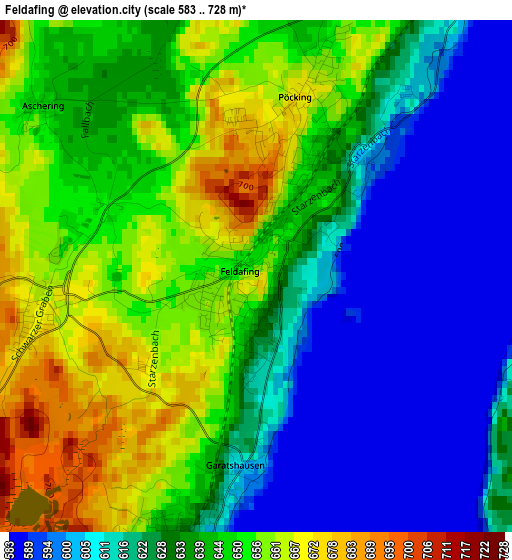 Feldafing elevation map