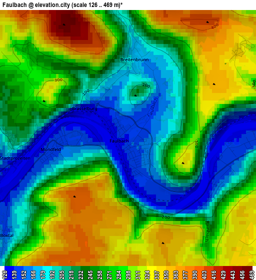 Faulbach elevation map