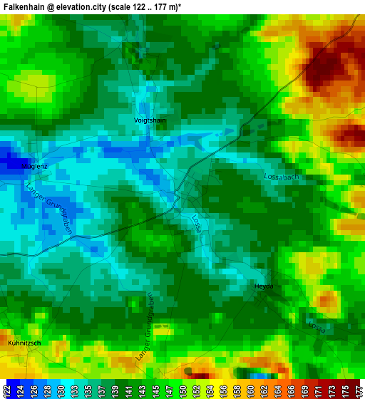 Falkenhain elevation map