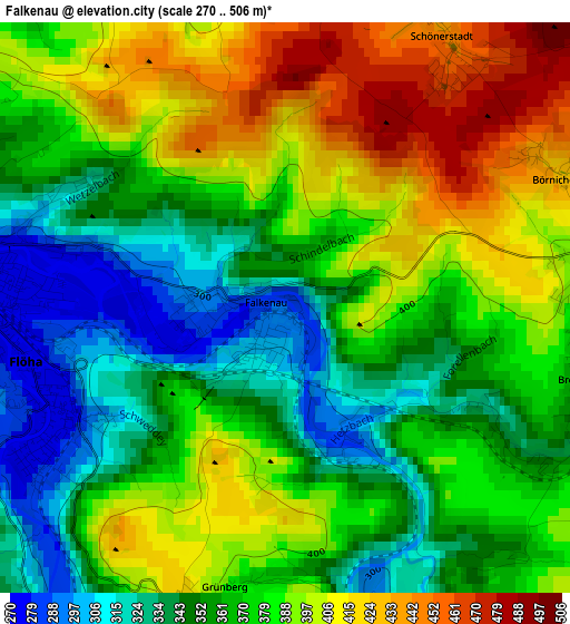 Falkenau elevation map