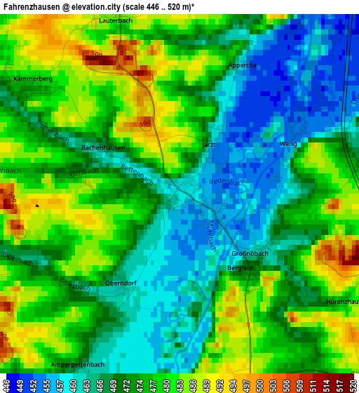 Fahrenzhausen elevation map