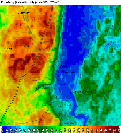 Eurasburg elevation map