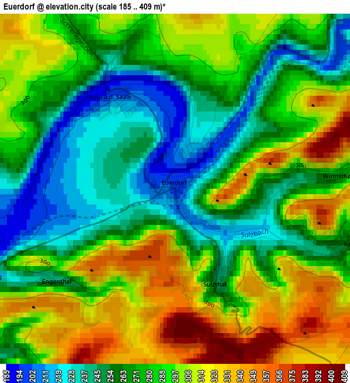 Euerdorf elevation map