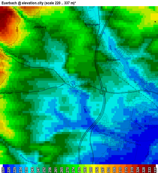 Euerbach elevation map