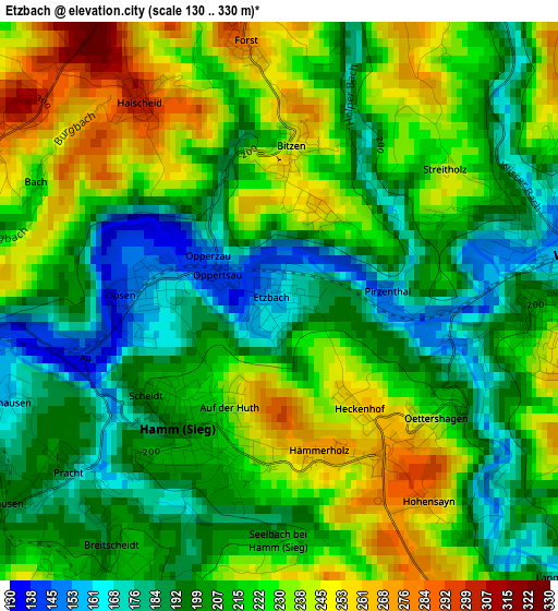 Etzbach elevation map