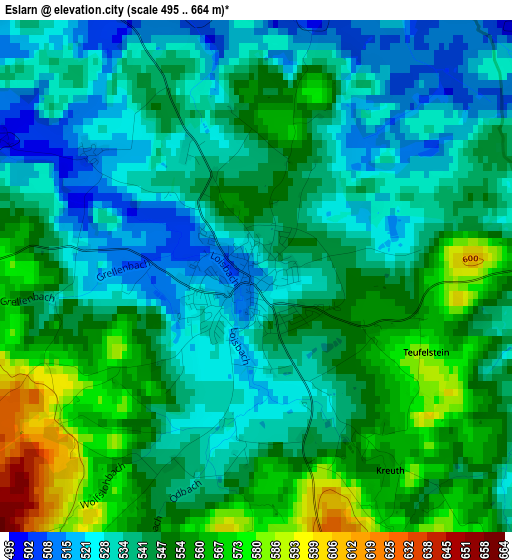 Eslarn elevation map