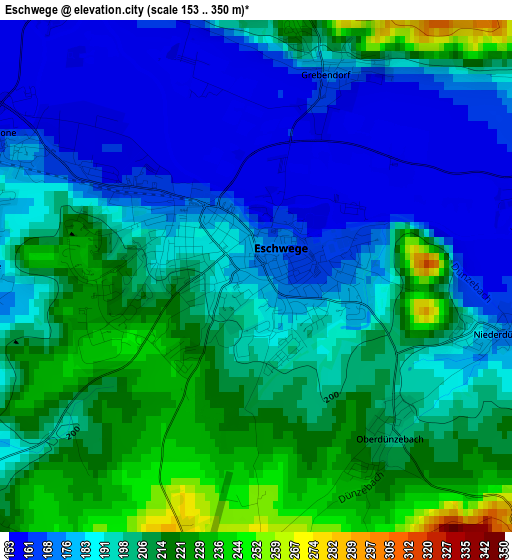 Eschwege elevation map