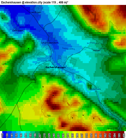 Eschershausen elevation map