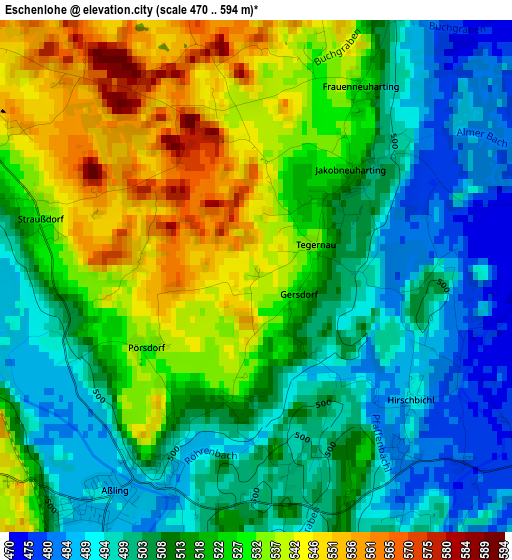 Eschenlohe elevation map