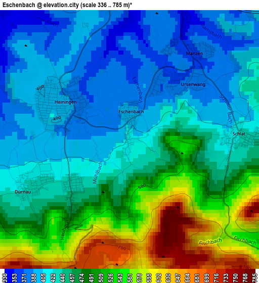 Eschenbach elevation map