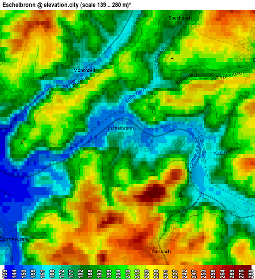 Eschelbronn elevation map