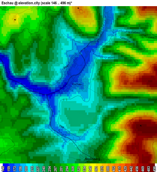 Eschau elevation map