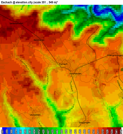 Eschach elevation map