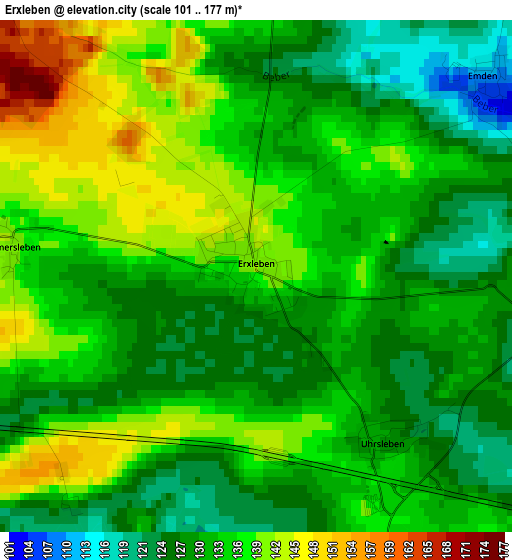 Erxleben elevation map