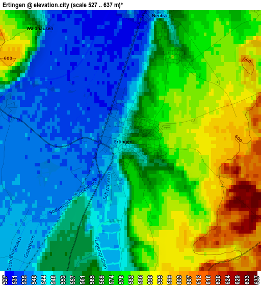 Ertingen elevation map