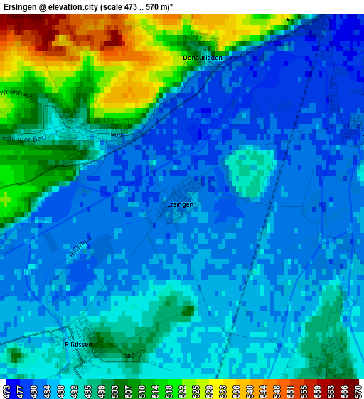 Ersingen elevation map