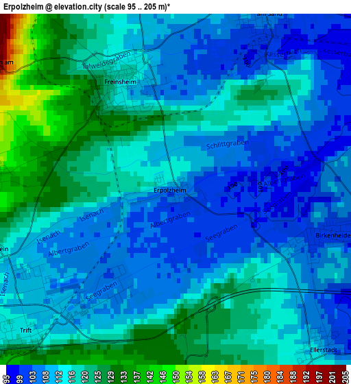 Erpolzheim elevation map